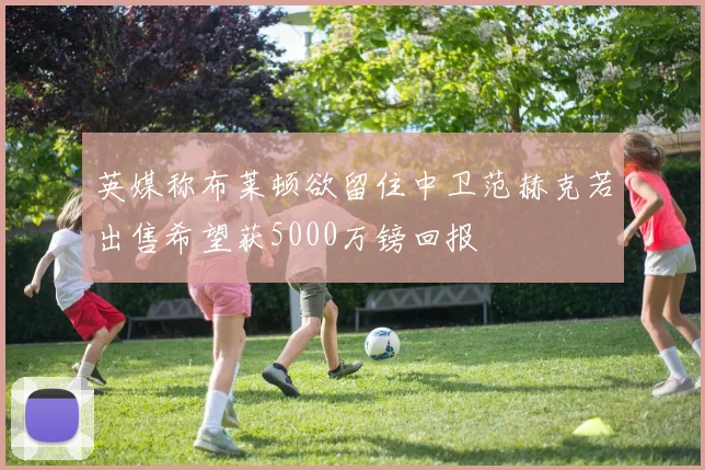 英媒称布莱顿欲留住中卫范赫克若出售希望获5000万镑回报